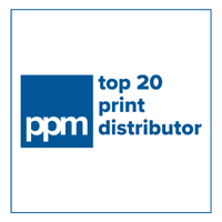 7_PPM Top 20 Print Distributor PPM logo: blue square with 'ppm' beside the words 'top 20 print distributor' indicating the company is a top print distributor.